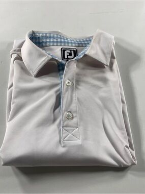 Men's Footjoy Athletic Fit White Golf Active Wear Polo Shirt Size Large